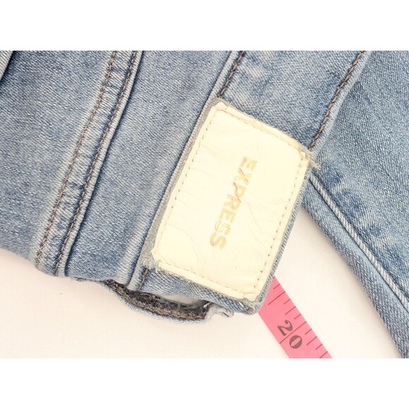 Express Light Wash Skinny Mid Rise Distressed Jeans 24/27.5 Size 0 - Picture 9 of 11